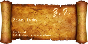 Zier Iván névjegykártya